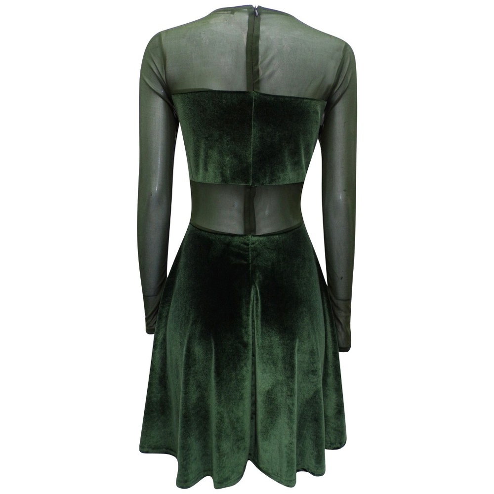 MISSGUIDED velvet and mesh skater dress - Picture 5 of 7